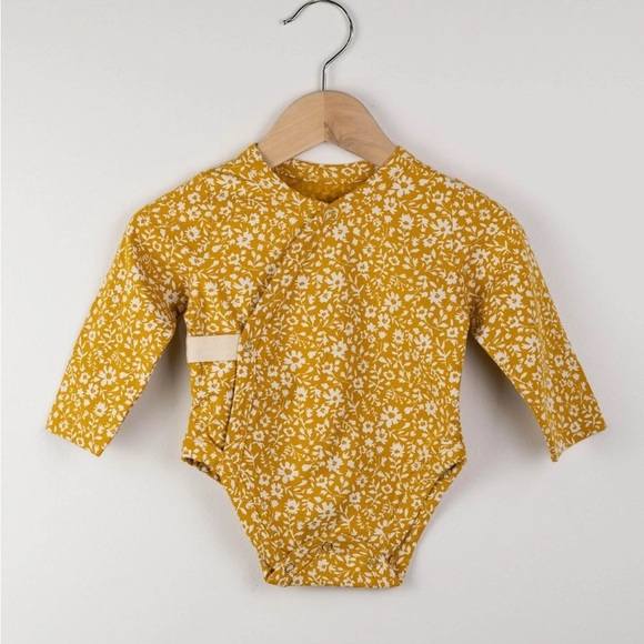 Creative Co-Op Mustard Floral Onesie | Size 6-9 Months - Picture 1 of 7